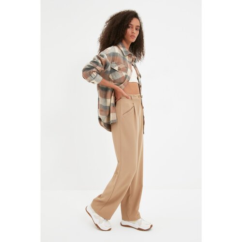 Trendyol Beige Straight Trousers Slike