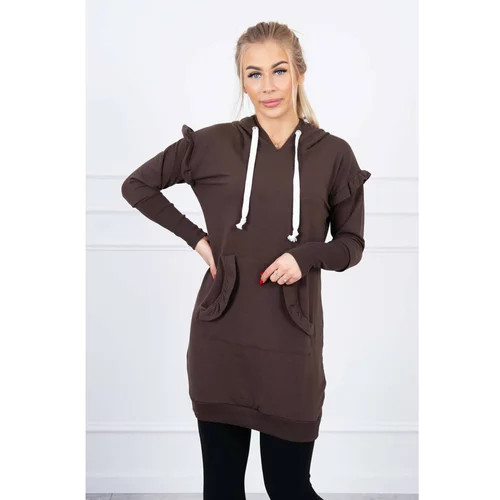 Kesi Dress with decorative frills and a hood brown