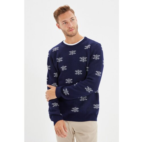 Trendyol Božićni džemper s pahuljicama regularnog formata za muškarce Slike