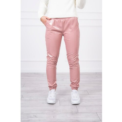 Kesi Dvoslojne pantalone sa velurom tamno roze bijele boje pink Slike