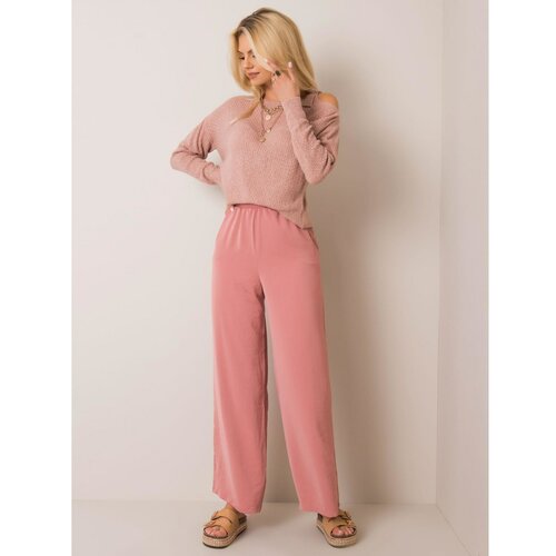 Fashion Hunters RUE PARIS Pink wide women´s pants Slike