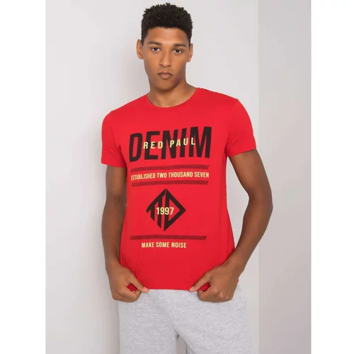 Fashion Hunters Men's red cotton t-shirt with print