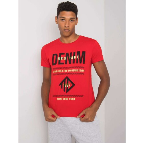 Fashion Hunters Men's red cotton t-shirt with a print Cene
