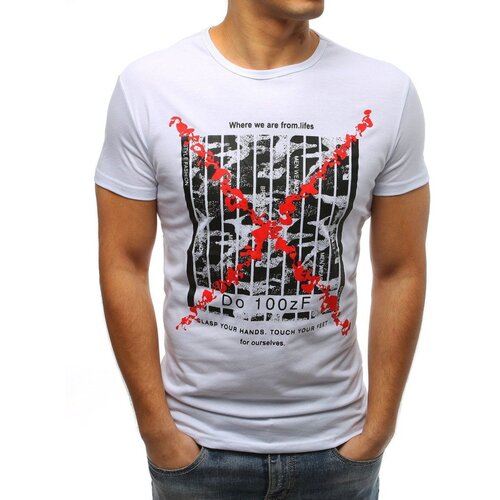 DStreet White RX3225 men&amp;#039;s T-shirt with print Slike