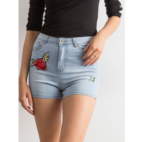 Fashion Hunters Blue high waist shorts with patches Slike