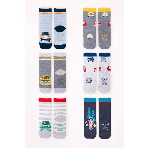 Yoclub Kids's Cotton Baby Socks Anti Skid Abs Patterns Colors 6-Pack SKC/STA/6PAK/BOY/001