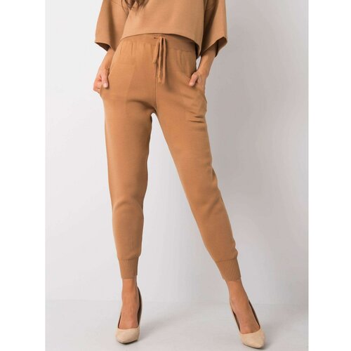 Fashion Hunters RUE PARIS Light brown knitted pants Slike