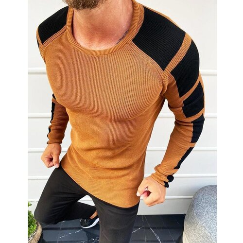 DStreet Camel men's pullover sweater WX1609 crna | narandžasta Slike