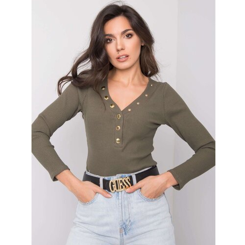 Fashion Hunters OCH BELLA Khaki striped blouse Slike