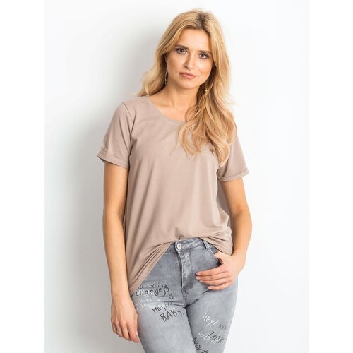 Fashion Hunters Dark beige women´s cotton t-shirt Slike