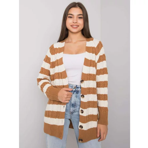 Fashion Hunters Camel and cream sweater with pigtails