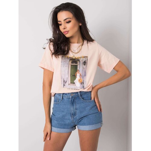 Fashion Hunters T-shirt with salmon and color print Slike