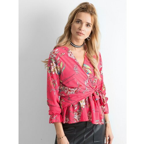 Fashion Hunters Ružičasta cvjetna bluza sa povezom Cene