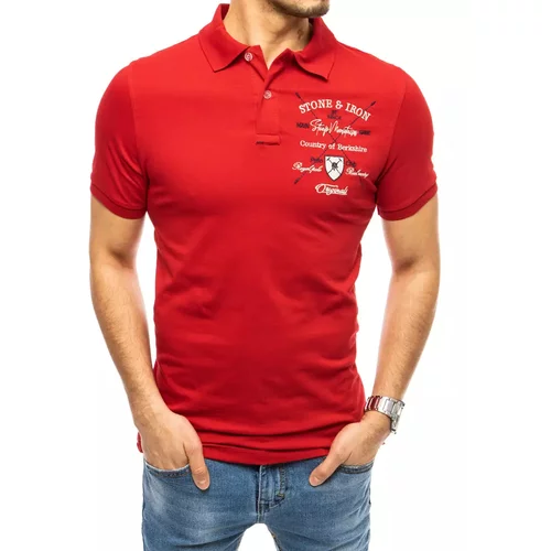 DStreet Red men's polo shirt with embroidery PX0399