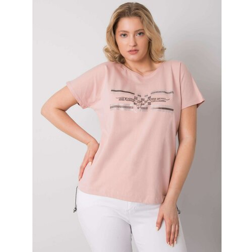 Fashion Hunters Dusty pink plus size blouse with decorative stripes Slike