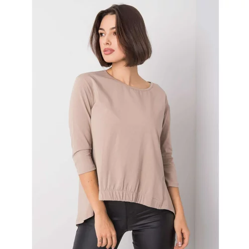 Fashion Hunters Dark beige blouse with 3/4 sleeves