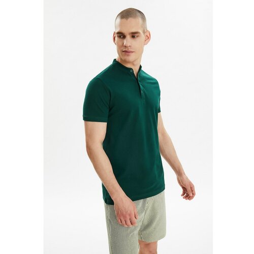 Trendyol Smaragdno zelena muška majica s kratkim rukavima i kratkim rukavima s kratkim rukavima slim fit majica siva | zelena Slike