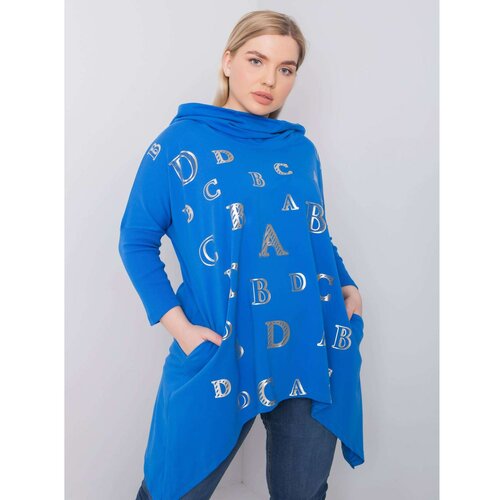 Fashion Hunters Plus size dark blue printed sweatshirt Slike
