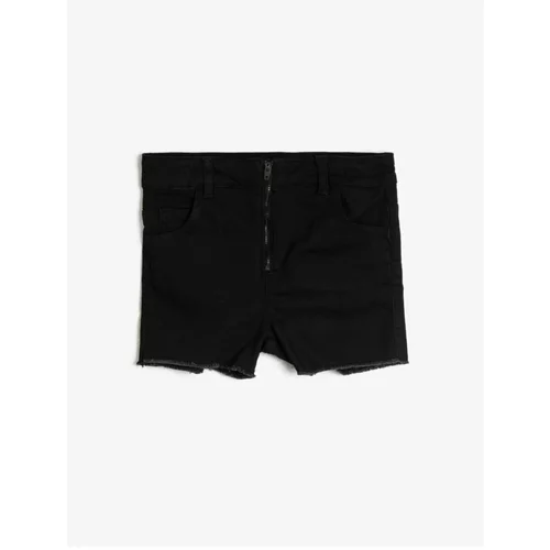 Koton Girl Black Comfortable Cut Elastic Waist Short Jean Shorts
