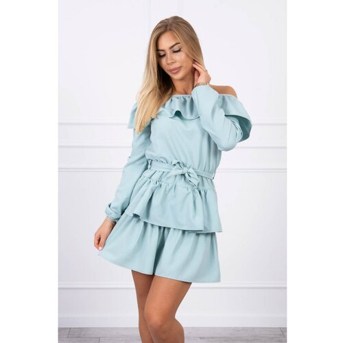 Kesi Off-the-shoulder dress with tie at the waist mint Slike