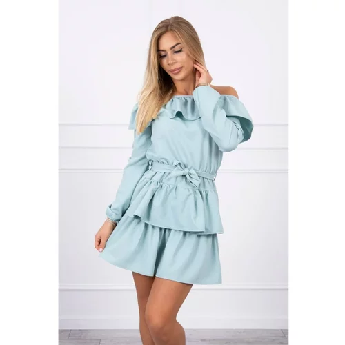 Kesi Off-the-shoulder dress with tie at the waist mint