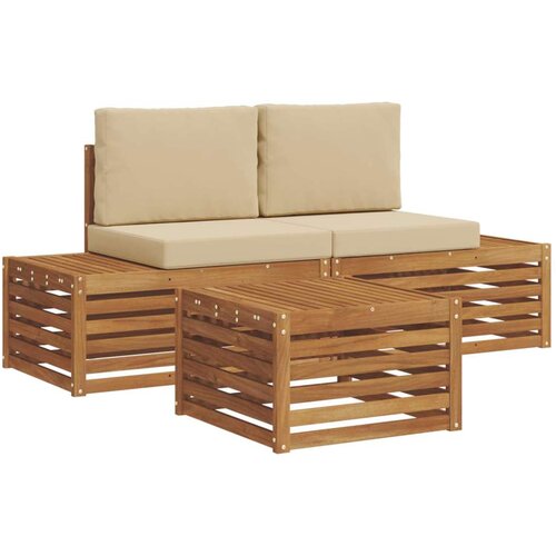  Set vanjskih sofa s jastukom 3 Komad Prirodna i bež Slike