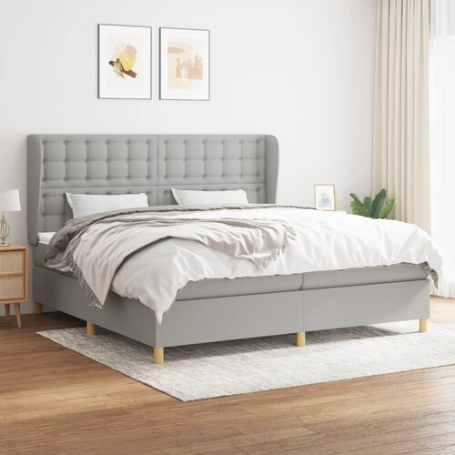The Living Store Box spring postelja z vzmetnico svetlo siva 200x200 cm blago - Box Spring Postelja, (21516284) Cene