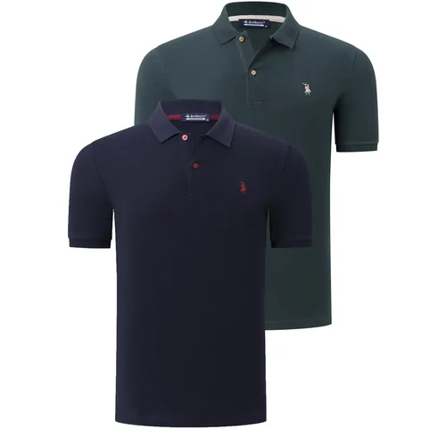 Dewberry DUO SET T8561 MEN'S TSHIRT-NAVY-KHAKI