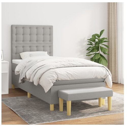  Box spring postelja z vzmetnico svetlo siv 100x200 cm blago Cene