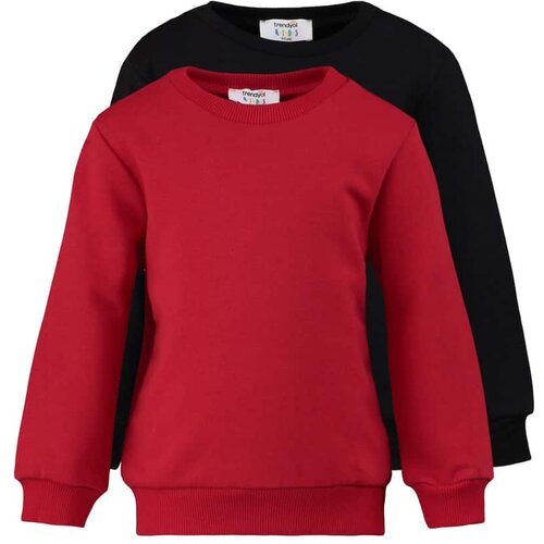 Trendyol Red-Black 2-Pack Basic Boy Knitted Thin Sweatshirt Slike