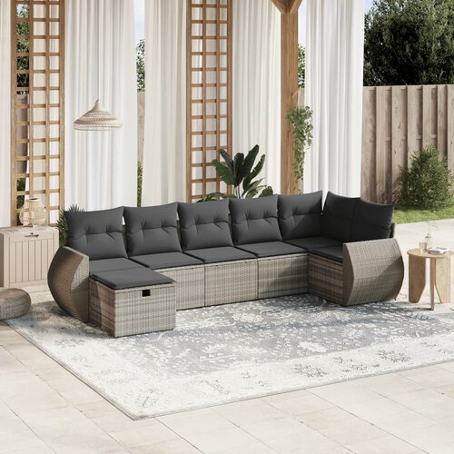 VidaXL 7-dijelni set vrtnih sofa svjetlosivi od poliratana Slike