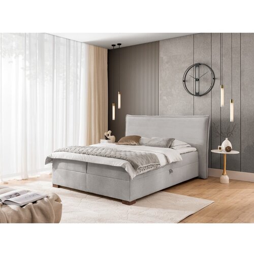 Ropez Svetlo siva boxspring postelja s prostorom za shranjevanje 180x200 cm Lysa &amp;ndash; Slike