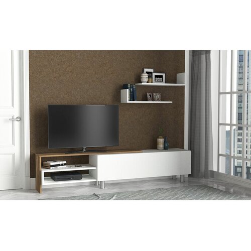 Hanah Home Supporto Per TV In Melammina Quercia - 120x40x30 Cm, 18 Mm Spessore, Con Ripiani