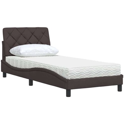 VidaXL Krevet s madracem tamnosmeđi 90 x 190 cm od tkanine Slike