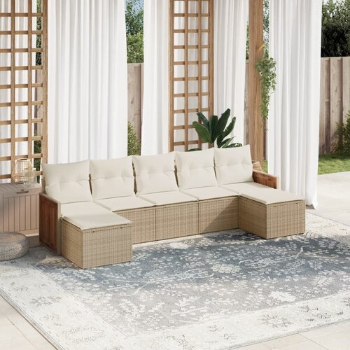  7-dijelni set vrtnih sofa od poliratana s jastucima bež 59 x 62 x 69 cm Cene