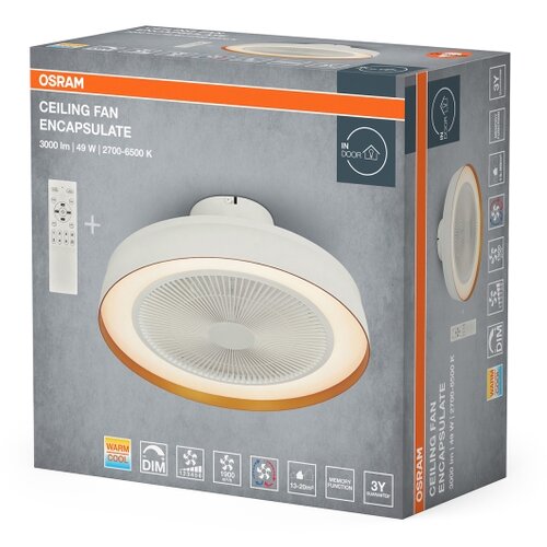 Osram LED prigu&amp;scaron;iva plafonsko svetlo sa ventilatorom (CEILING FAN) LED/49W/230V bela/zlatna + daljinski upravljač Slike