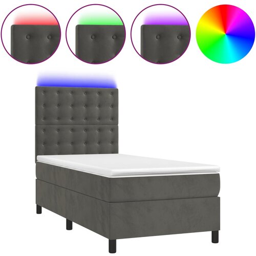  box spring s madracem LED tamnosivi 90x190 cm bar&amp;scaron;un Slike