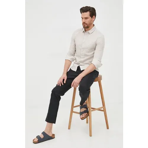 Calvin Klein Lanena košulja za muškarce, slim, s klasičnim ovratnikom