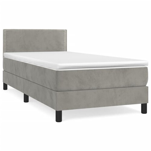 Maison Chic Box spring postelja - Vzmetna postelja z vzmetnico svetlo siva 100x200 cm žamet SL569, (21910007) Cene