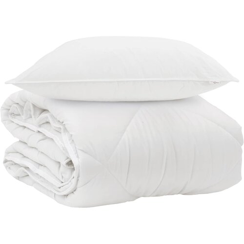 VidaXL Celosezonski pokrivalo z blazino 2 pcs Bela Mikrovlakna, (5000148697) Slike