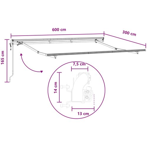  Povlačivi tende Pijesak 600 &amp;times; 300 cm Tkanina i Aluminij Slike