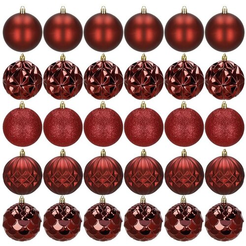  Set Božićnih kuglica u nijansama crvene, 8 cm - 30 komada Cene