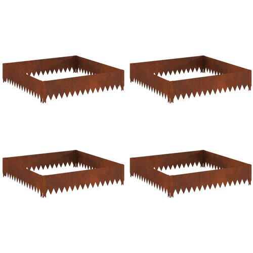  Ograda oko Travnjaka 4 pcs 100 x 100 x 20 cm Čelik Rđa Slike