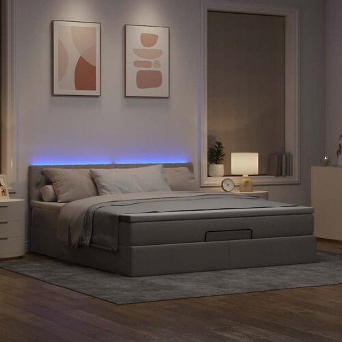 vidaXL otomanski krevet s madracem i led smeđesivi 180x200 cm tkanine Cene
