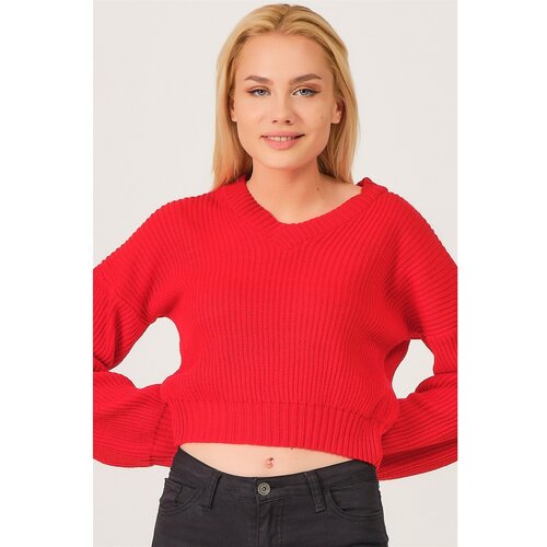 Dewberry Z3034 WOMEN'S V COLLAR SWEATER-RED Cijene