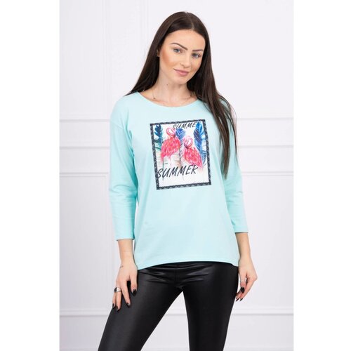 Kesi Blouse with flamingo graphics 3D mint Slike