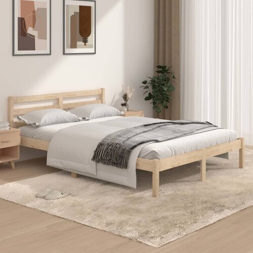The Living Store Posteljni okvir iz trdne borovine 135x190 cm - Posteljni Okvir, (21529259) Slike