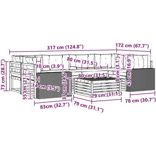  Set vanjskih sofa 7 kom. Prirodna i bež Poliester Slike