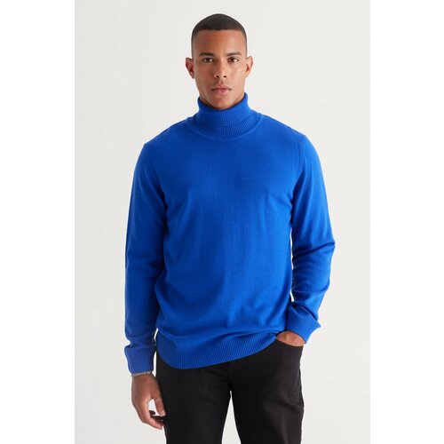 ALTINYILDIZ CLASSICS Men's Saxon Blue Standard Fit Normal Cut Anti-Pilling Full Turtleneck Knitwear Sweater. Slike