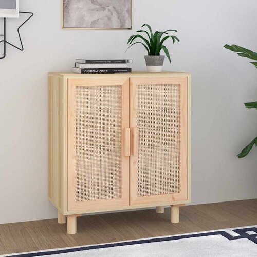  Komoda smeđa 60 x 30 x 70 cm masivna borovina i prirodni ratan Cijene